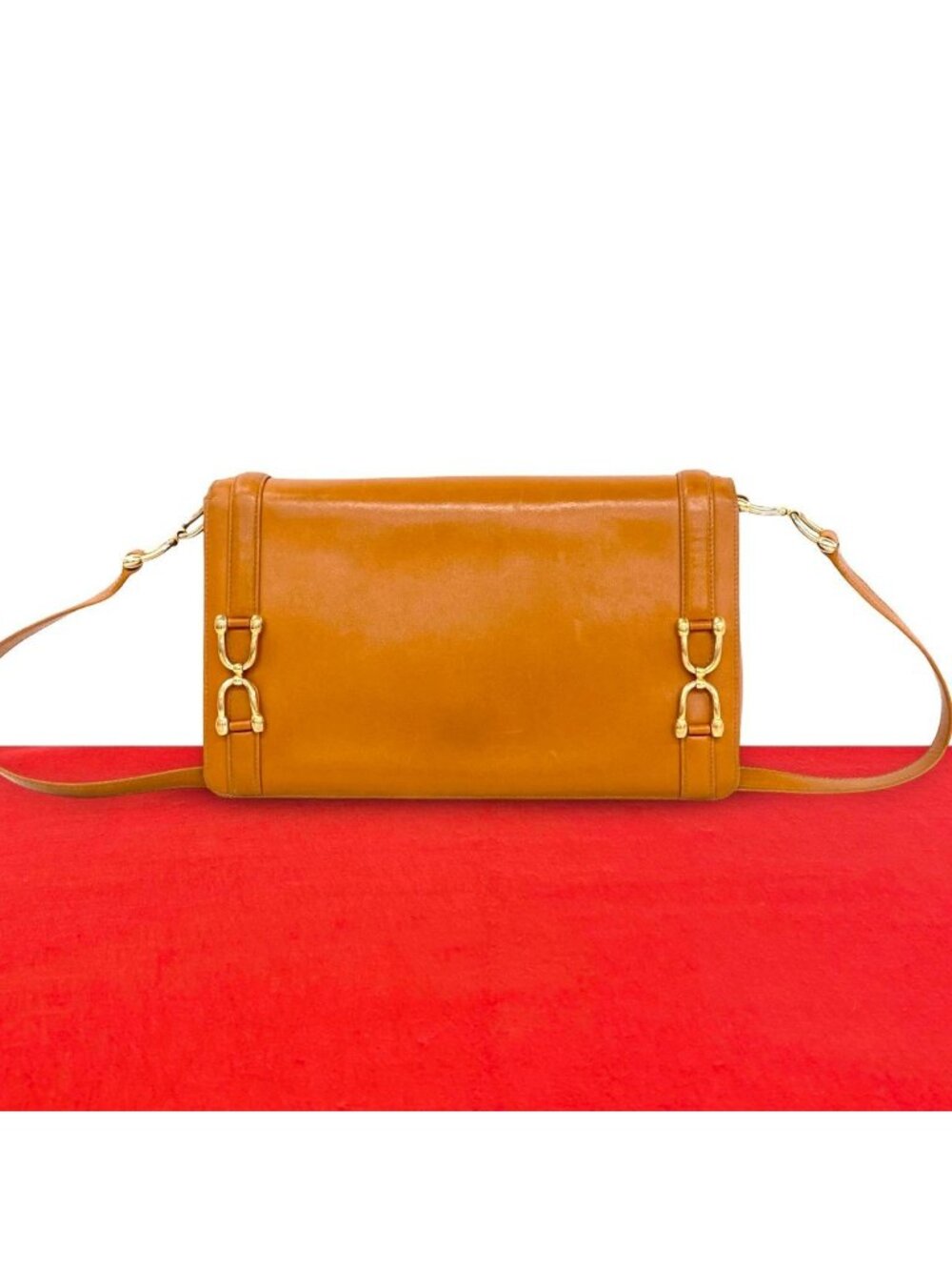 Gucci Vintage Horseshoe Leather Shoulder Bag Brown